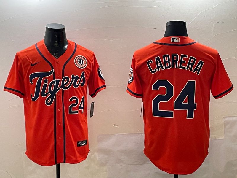 Men Detroit Tigers #24 Cabrera Orange Game 2025 Nike MLB Jersey style 2